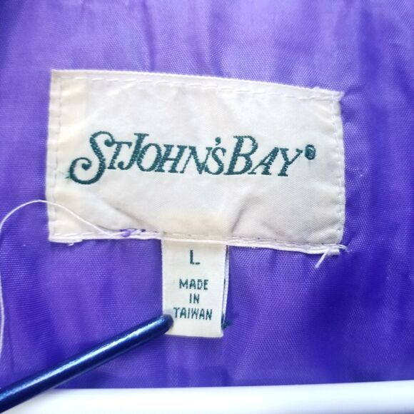 Vintage St. Johns Bay Men's L Ski Coat Jacket Black/Purple 80s 90 100% Nilon - Picture 4 of 12